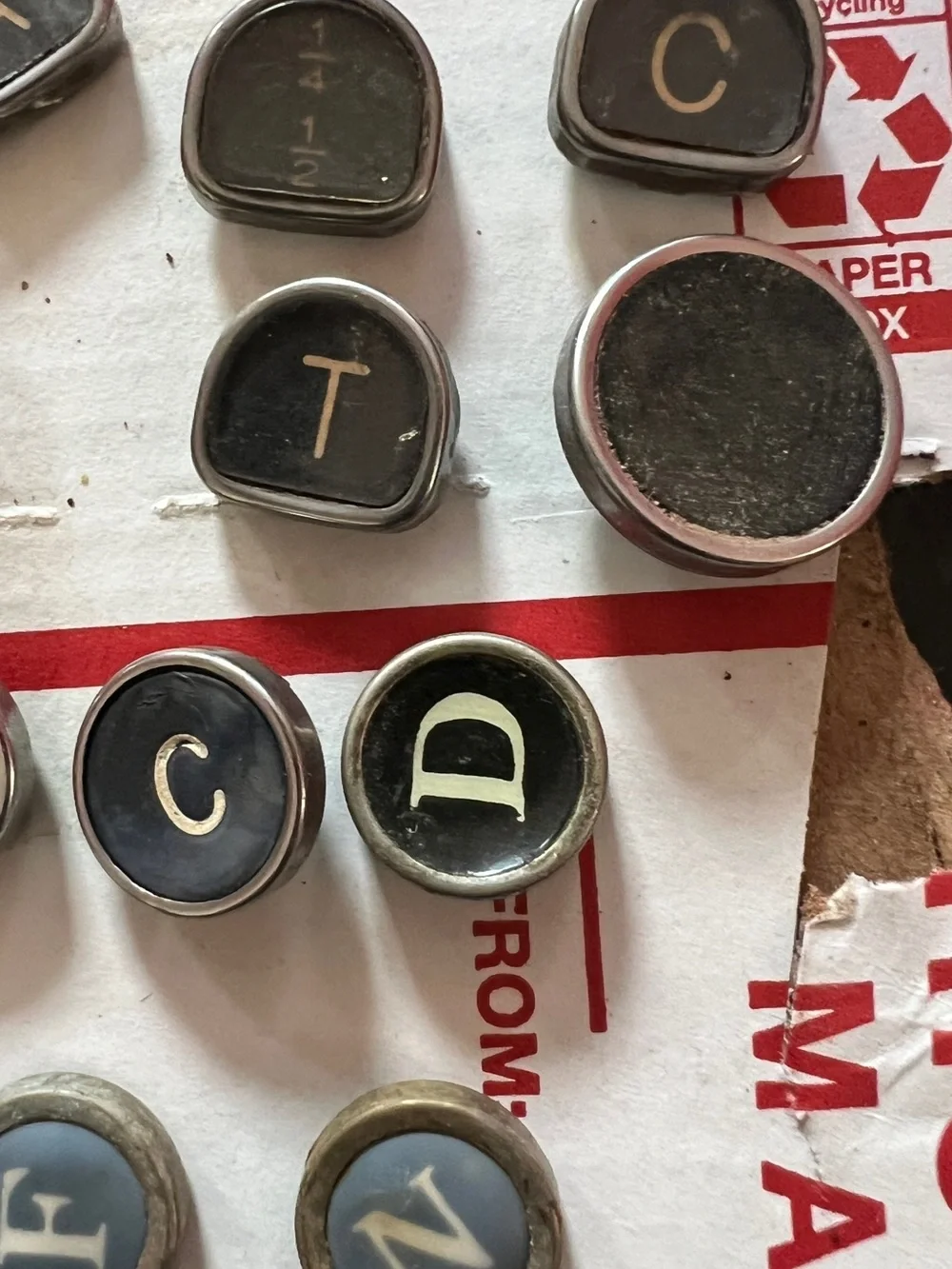 Vintage TYPEWRITER KEYS mixed lot of 46
